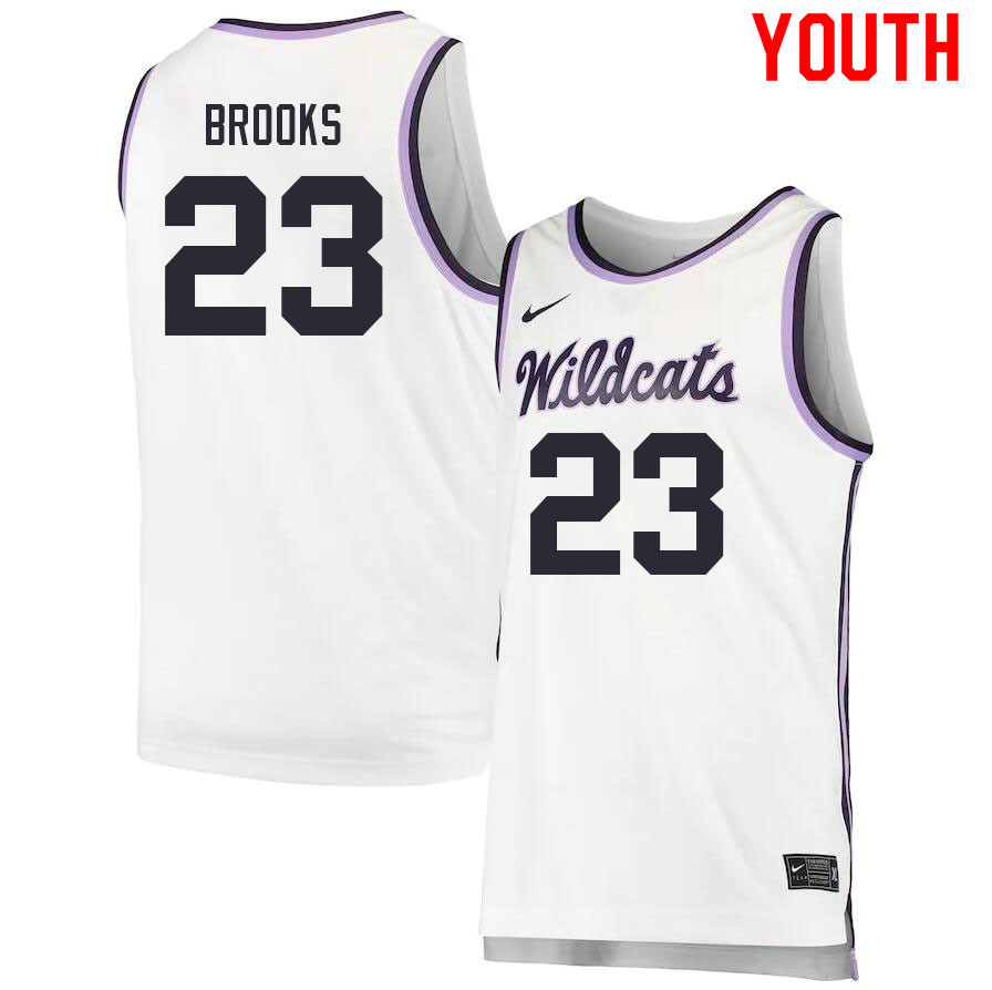 Youth #23 Jordan Brooks Kansas State Wildcats College Basketball Jerseys Sale-White